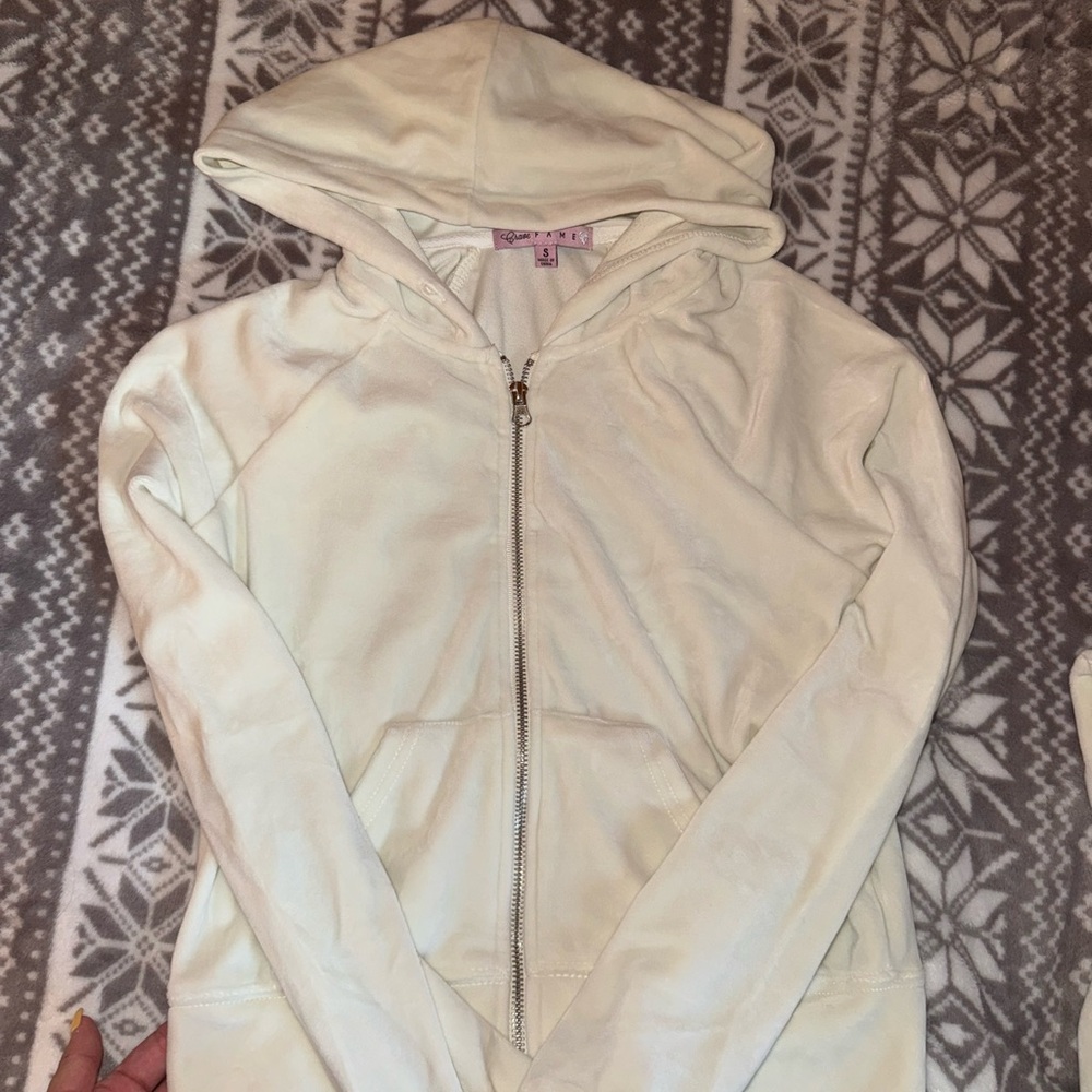 Women's Cream Hoodie Jacket Sweatsuit